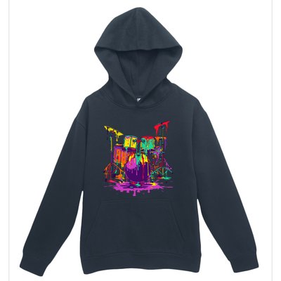 Melting Pop Art Drum Set Funny Drummer Musician Music Outfit Urban Pullover Hoodie