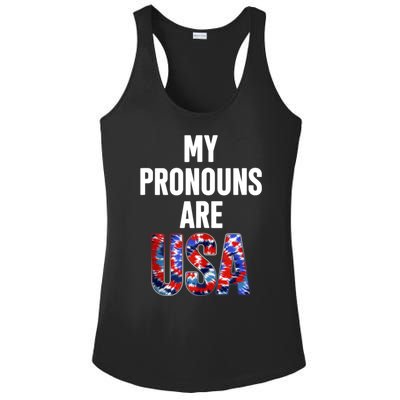 My Pronouns Are Usa 4th Of July American Flag Ladies PosiCharge Competitor Racerback Tank