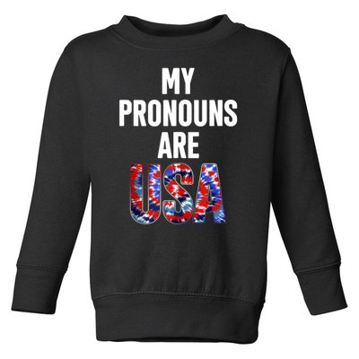 My Pronouns Are Usa 4th Of July American Flag Toddler Sweatshirt