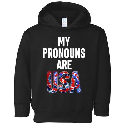 My Pronouns Are Usa 4th Of July American Flag Toddler Hoodie