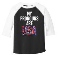 My Pronouns Are Usa 4th Of July American Flag Toddler Fine Jersey T-Shirt