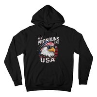 My Pronouns Are Usa Patriotic Eagle Funny 4th Of July Hoodie