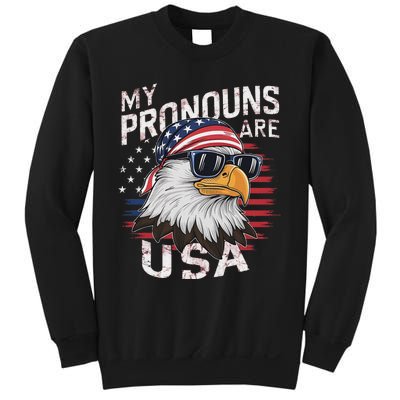 My Pronouns Are Usa Patriotic Eagle Funny 4th Of July Sweatshirt