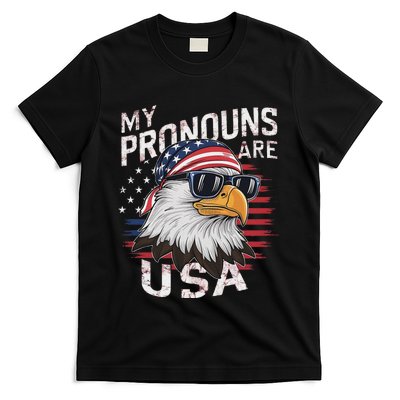 My Pronouns Are Usa Patriotic Eagle Funny 4th Of July T-Shirt