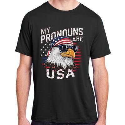 My Pronouns Are Usa Patriotic Eagle Funny 4th Of July Adult ChromaSoft Performance T-Shirt