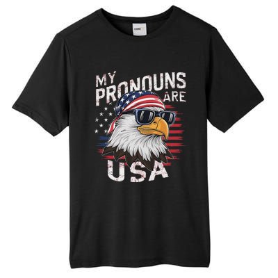 My Pronouns Are Usa Patriotic Eagle Funny 4th Of July Tall Fusion ChromaSoft Performance T-Shirt