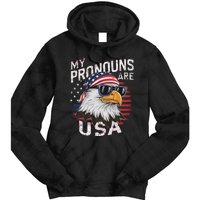 My Pronouns Are Usa Patriotic Eagle Funny 4th Of July Tie Dye Hoodie