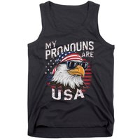 My Pronouns Are Usa Patriotic Eagle Funny 4th Of July Tank Top