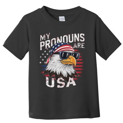 My Pronouns Are Usa Patriotic Eagle Funny 4th Of July Toddler T-Shirt