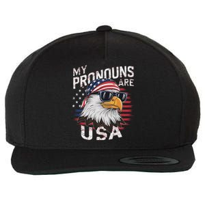 My Pronouns Are Usa Patriotic Eagle Funny 4th Of July Wool Snapback Cap