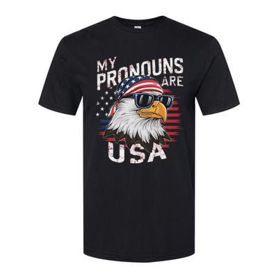 My Pronouns Are Usa Patriotic Eagle Funny 4th Of July Softstyle CVC T-Shirt