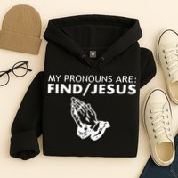 My Pronouns Are Find Jesus Retro Apparel Hoodie