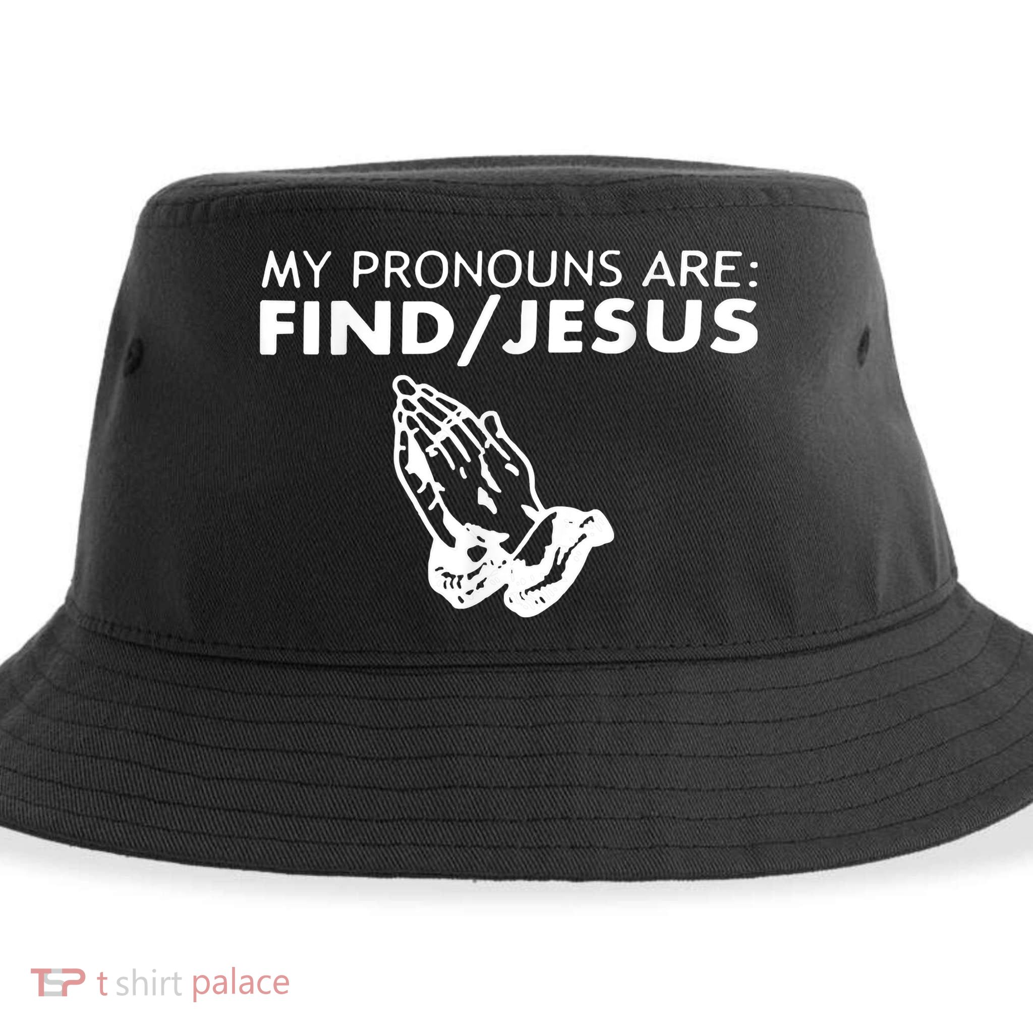 My Pronouns Are Find Jesus Retro Apparel Sustainable Bucket Hat