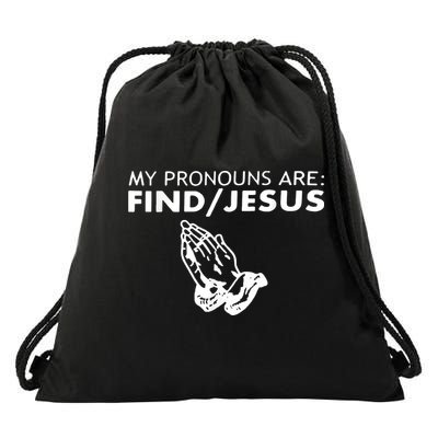 My Pronouns Are Find Jesus Retro Apparel Drawstring Bag