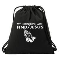 My Pronouns Are Find Jesus Retro Apparel Drawstring Bag
