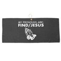 My Pronouns Are Find Jesus Retro Apparel Large Microfiber Waffle Golf Towel