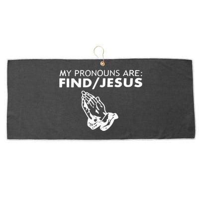 My Pronouns Are Find Jesus Retro Apparel Large Microfiber Waffle Golf Towel