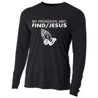 My Pronouns Are Find Jesus Retro Apparel Cooling Performance Long Sleeve Crew