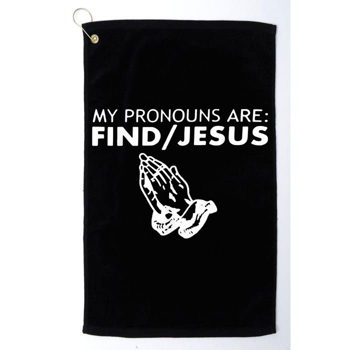 My Pronouns Are Find Jesus Retro Apparel Golf Towel
