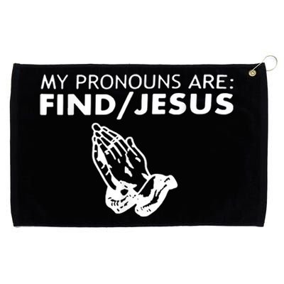 My Pronouns Are Find Jesus Retro Apparel Grommeted Golf Towel