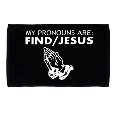 My Pronouns Are Find Jesus Retro Apparel Microfiber Hand Towel