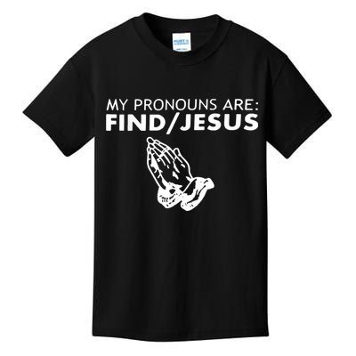 My Pronouns Are Find Jesus Retro Apparel Kids T-Shirt