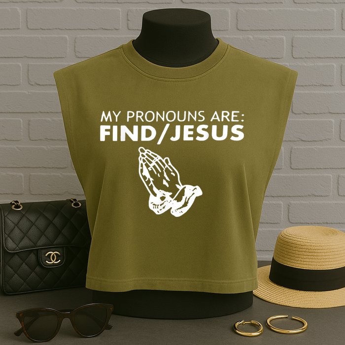 My Pronouns Are Find Jesus Retro Apparel Garment-Dyed Women's Muscle Tee