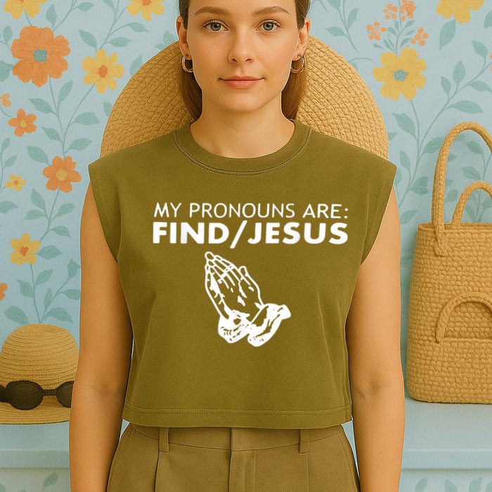 My Pronouns Are Find Jesus Retro Apparel Garment-Dyed Women's Muscle Tee