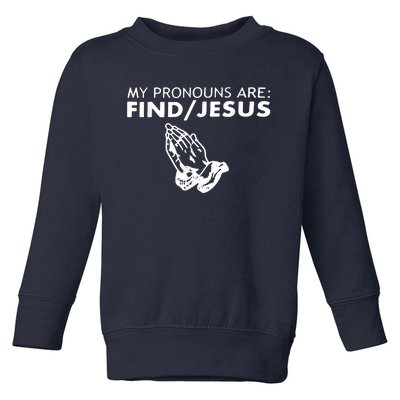 My Pronouns Are Find Jesus Retro Apparel Toddler Sweatshirt