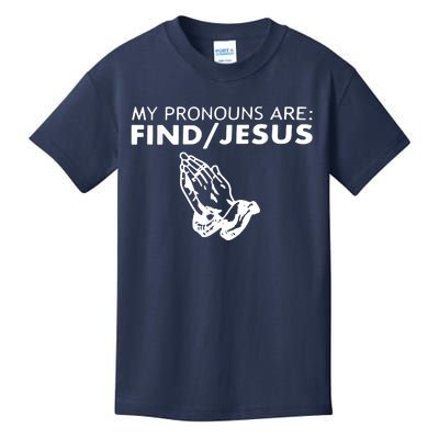 My Pronouns Are Find Jesus Retro Apparel Kids T-Shirt