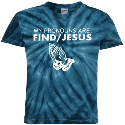 My Pronouns Are Find Jesus Retro Apparel Kids Tie-Dye T-Shirt