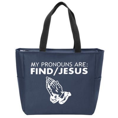 My Pronouns Are Find Jesus Retro Apparel Zip Tote Bag