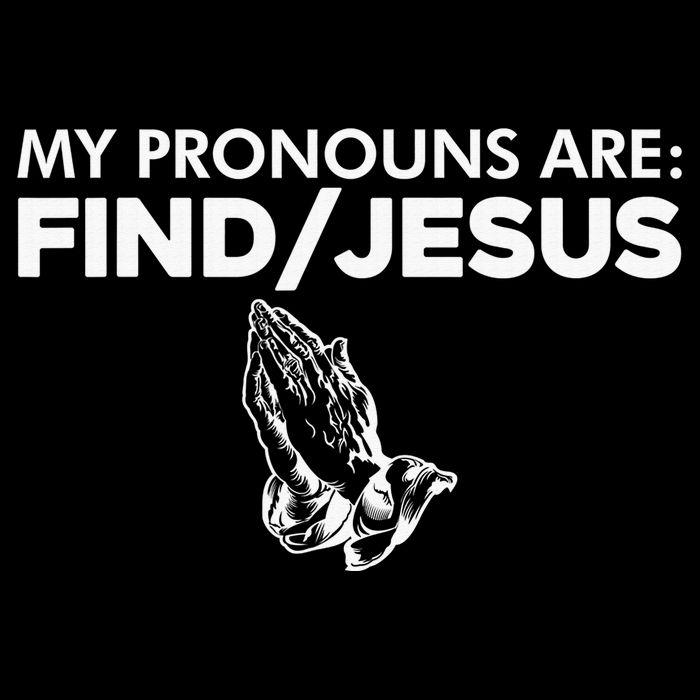 My Pronouns Are Find Jesus Praying Hands Impact Tech Backpack