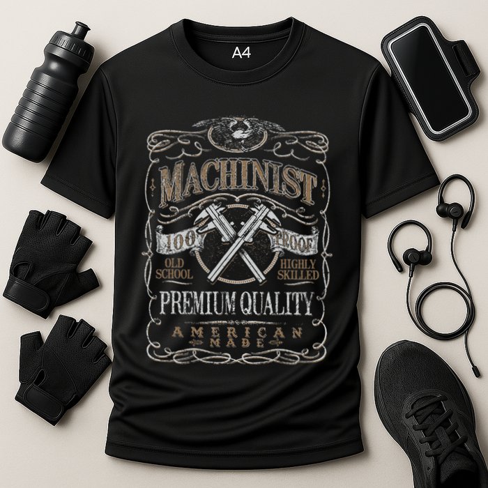 Machinist Patriotic American 100 Proof Gift Cooling Performance Crew T-Shirt