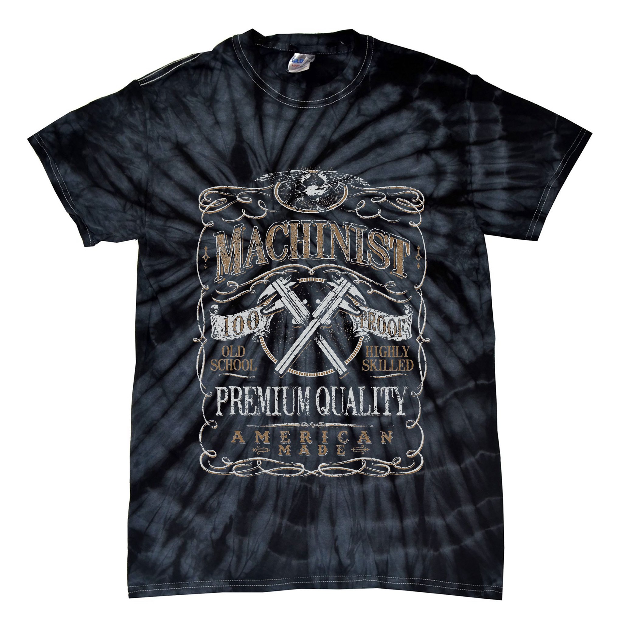 Machinist Patriotic American 100 Proof Gift Tie-Dye T-Shirt