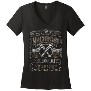 Machinist Patriotic American 100 Proof Gift Women's V-Neck T-Shirt