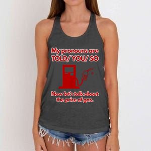 My Pronouns Are Told You So Women's Knotted Racerback Tank