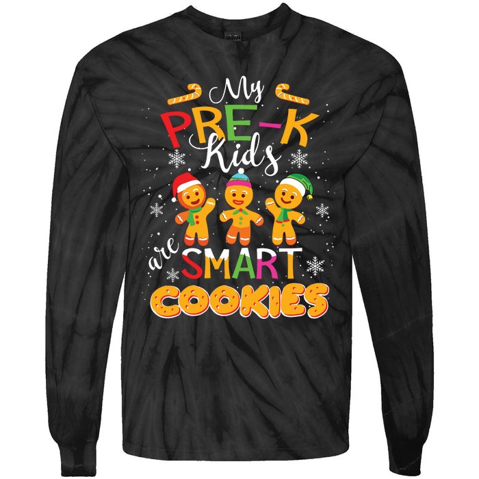 My Prek Are Smart Cookies Christmas Teacher Gift Tie-Dye Long Sleeve Shirt