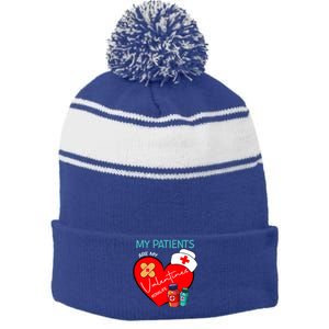 My Patients Are My Valentines #Cnalife Nurse Love Gift Stripe Pom Pom Beanie