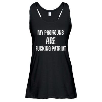 My Pronouns Are Fucking Patriot Pronouns Ladies Essential Flowy Tank