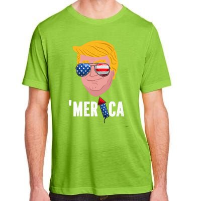 Merica Patriotic American Flag Trump Sunglasses 4th Of July Gift Adult ChromaSoft Performance T-Shirt