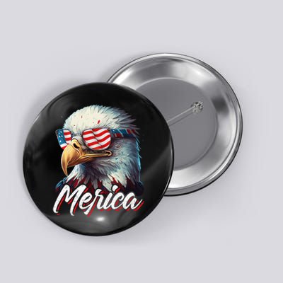 Merica Patriotic American Bald Eagle Funny 4th Of July Button