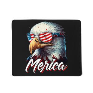 Merica Patriotic American Bald Eagle Funny 4th Of July Mousepad