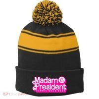 Madam President And Tim Harris & Tim Walz 2024 Stripe Pom Pom Beanie