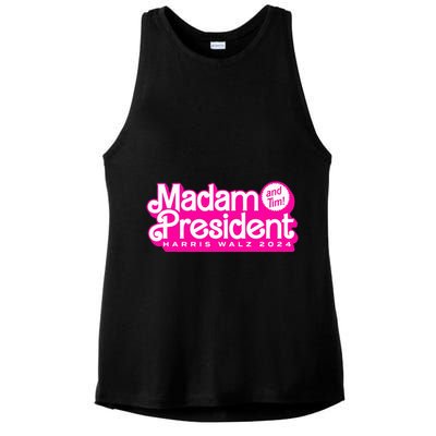 Madam President And Tim Harris & Tim Walz 2024 Ladies PosiCharge Tri-Blend Wicking Tank
