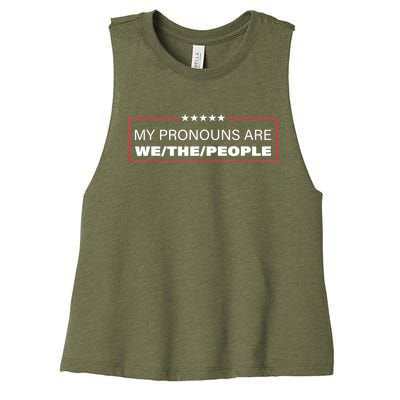 My Pronouns Are We The People Women's Racerback Cropped Tank