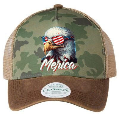 Merica Patriotic American Bald Eagle Funny 4th of July Legacy Tie Dye Trucker Hat