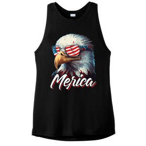 Merica Patriotic American Bald Eagle Funny 4th of July Ladies PosiCharge Tri-Blend Wicking Tank