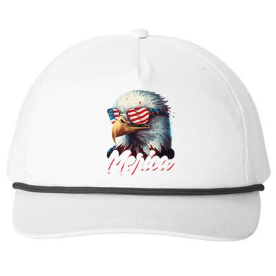 Merica Patriotic American Bald Eagle Funny 4th of July Snapback Five-Panel Rope Hat