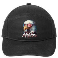 Merica Patriotic American Bald Eagle Funny 4th of July 7-Panel Snapback Hat